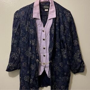 Unique Vintage 80s Blazer with Shoulder Padding and Chain